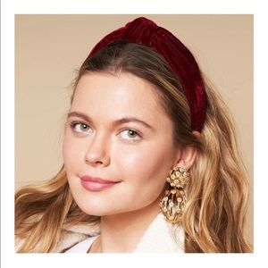 Lele Sadoughi maroon velvet knotted headband